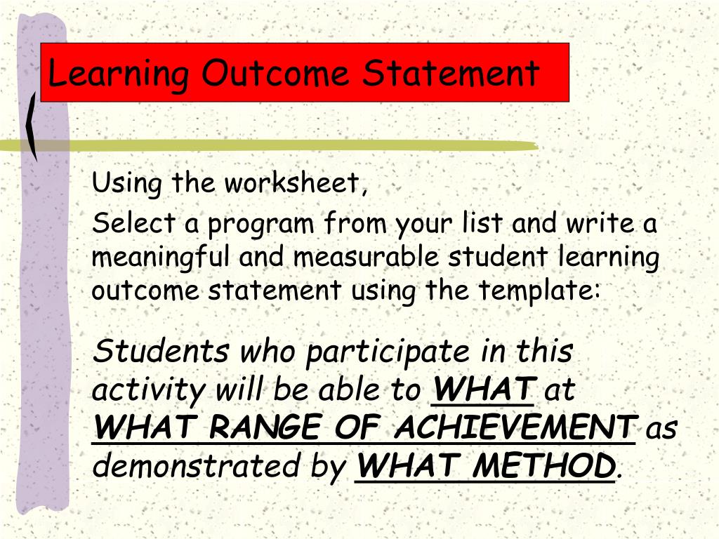 PPT Writing Student Learning Statements PowerPoint