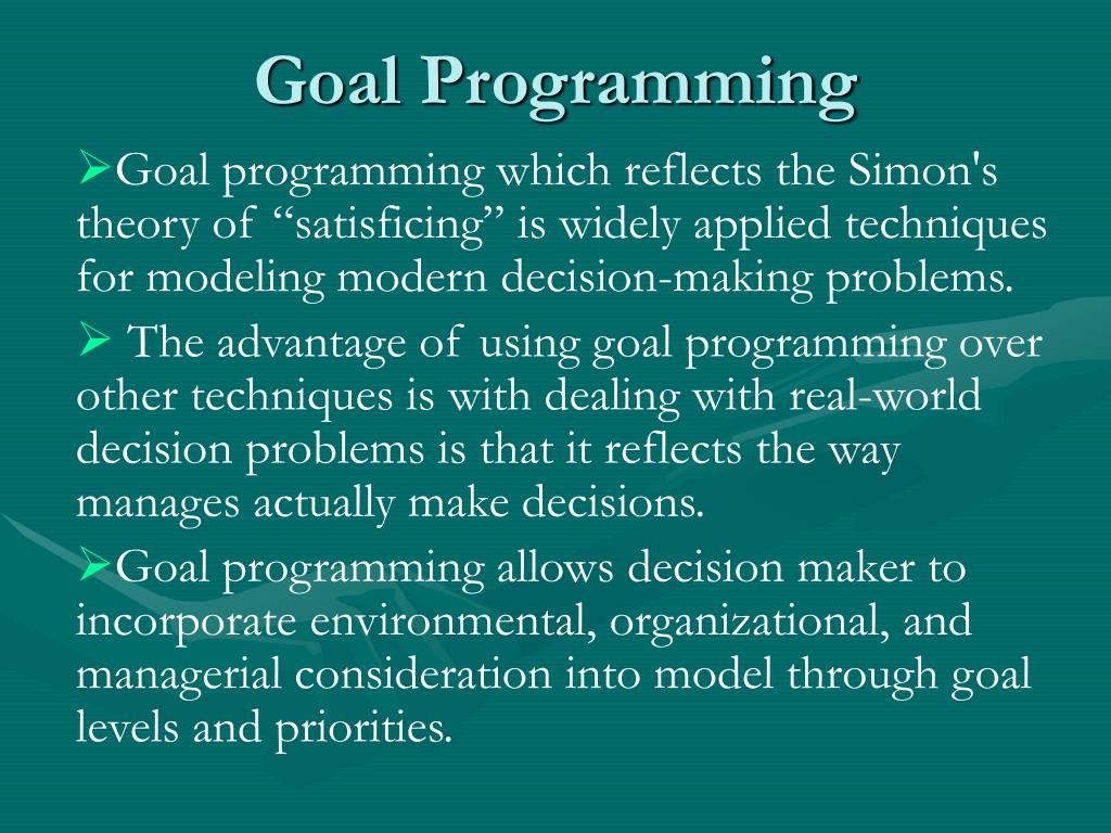 PPT Goal Programming PowerPoint Presentation, free download ID702390