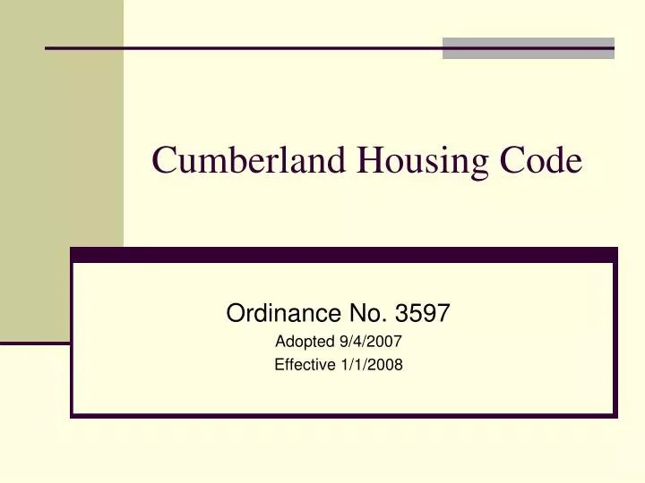 PPT Cumberland Housing Code PowerPoint Presentation, free download ID706871