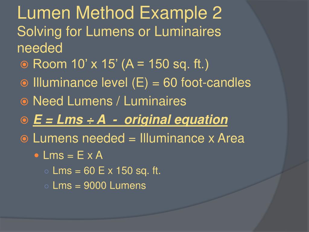 PPT Lighting Calculations PowerPoint Presentation, free download ID
