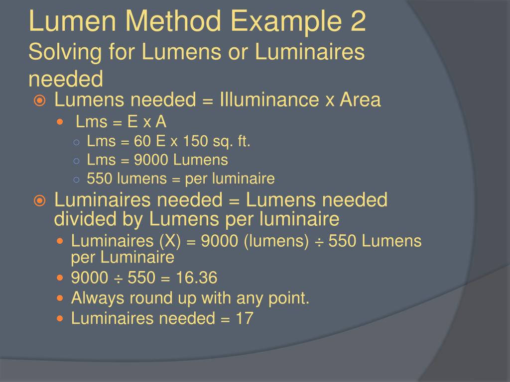 PPT Lighting Calculations PowerPoint Presentation, free download ID