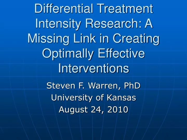 PPT Differential Treatment Intensity Research A Missing Link in