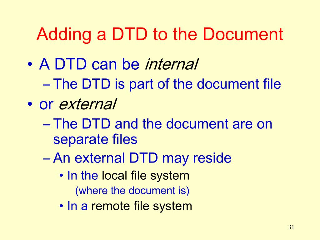 PPT DTD (Document Type Definition) PowerPoint Presentation, free