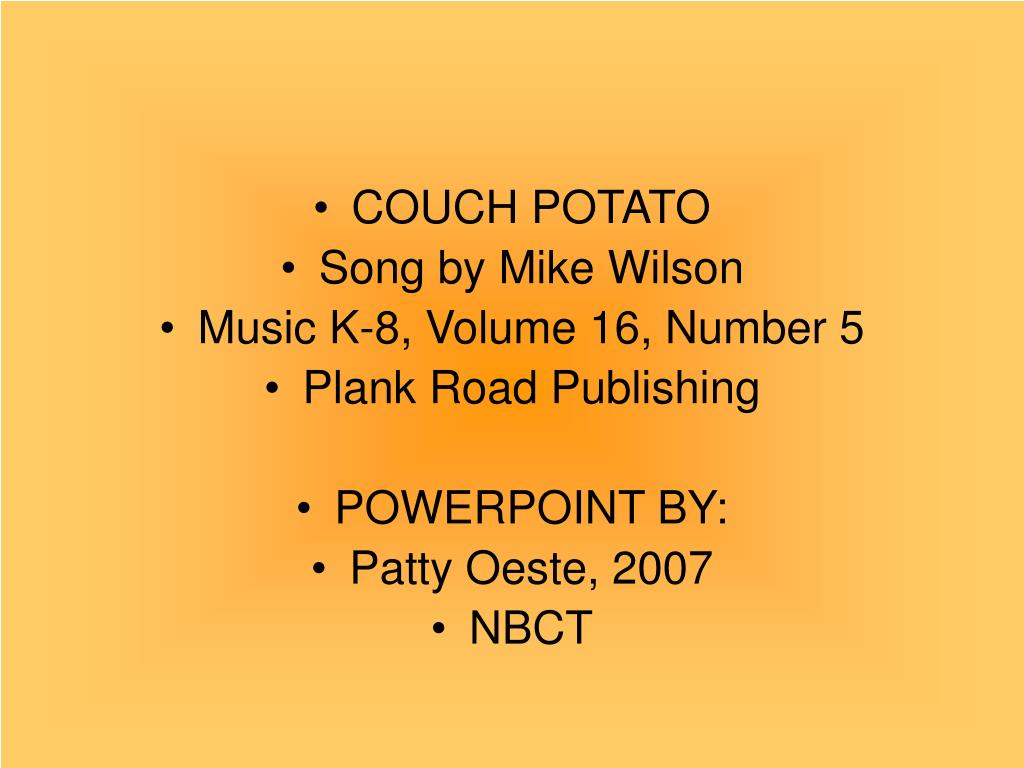 PPT COUCH POTATO PowerPoint Presentation, free download ID718753