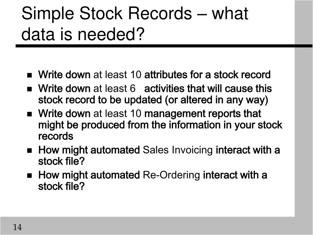 PPT Organisational Issues Stock and Stock Control PowerPoint