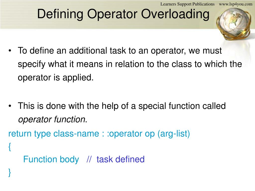 PPT Operator Overloading and Type Conversions PowerPoint Presentation