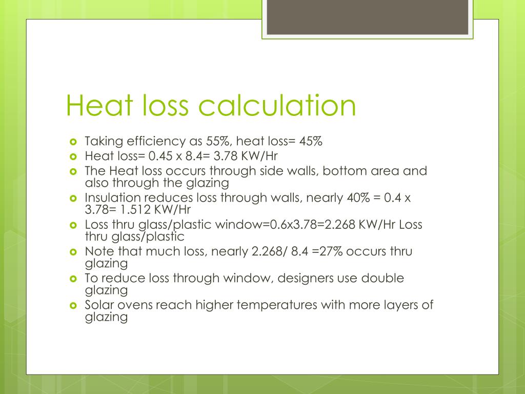 PPT Heat gain and loss calculation for a Solar Cooker PowerPoint
