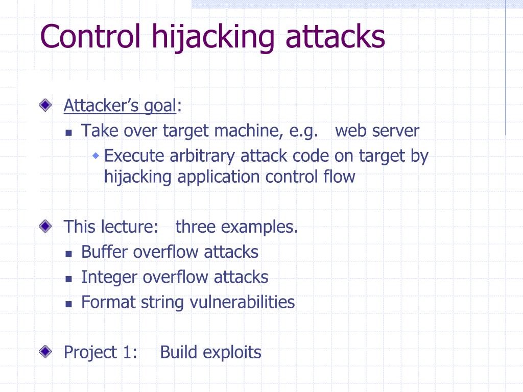PPT Control Hijacking Attacks PowerPoint Presentation, free download