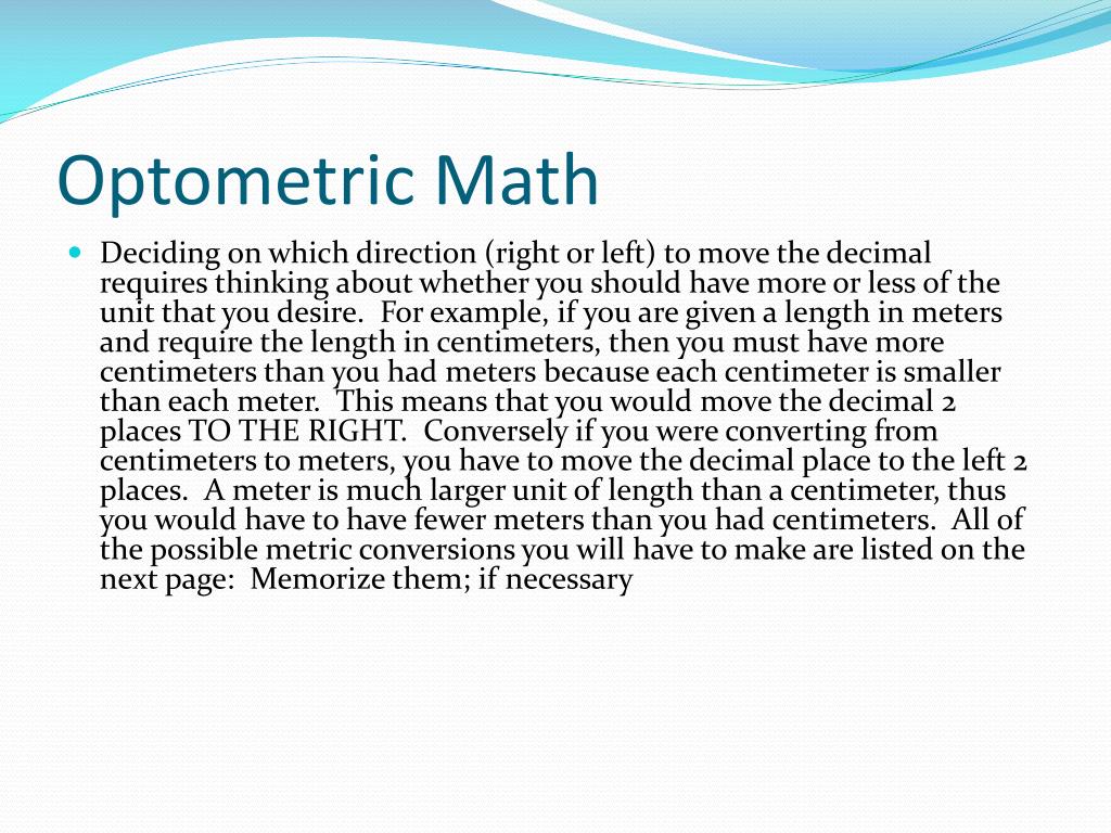 PPT Optometric Math PowerPoint Presentation, free download ID729464