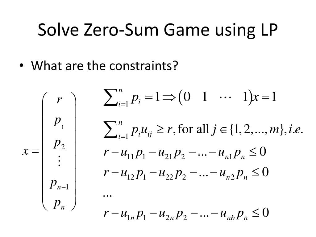 PPT Game theory & Linear Programming PowerPoint Presentation ID730782