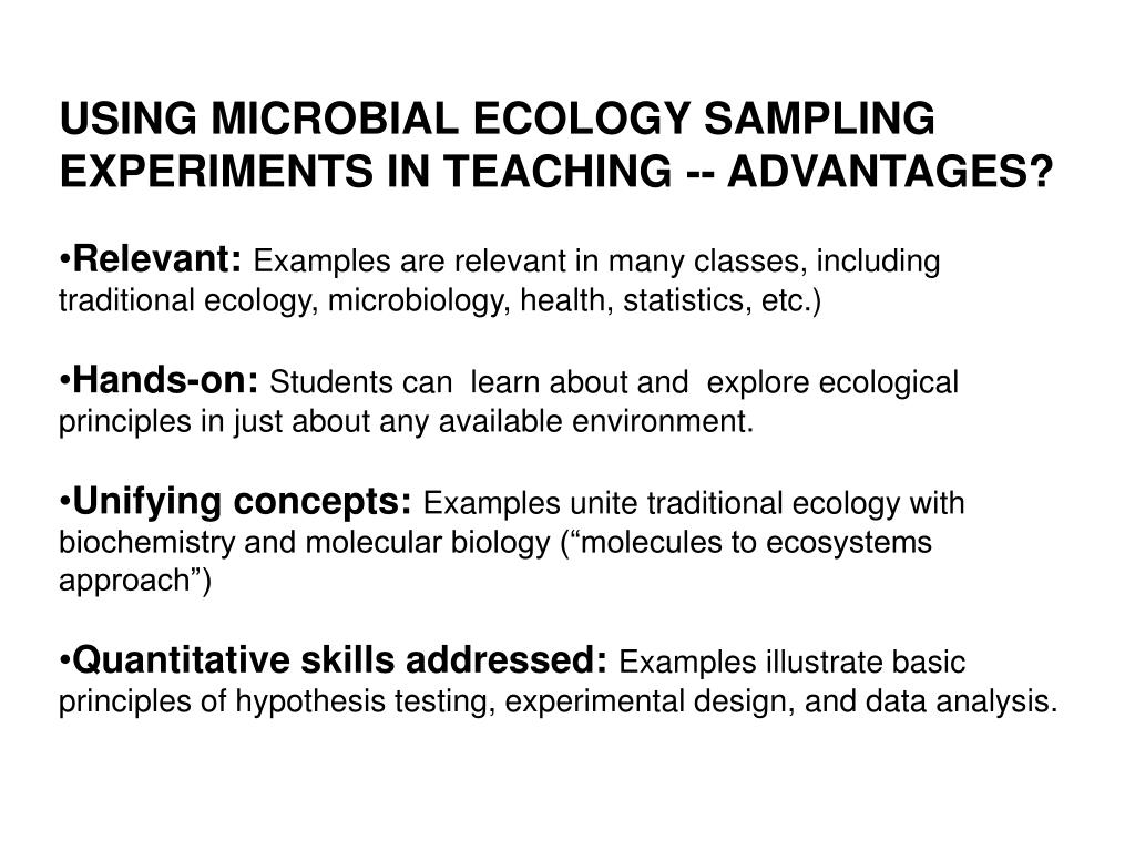 PPT Using Microbial Ecology to Teach Experimental Design and Sampling