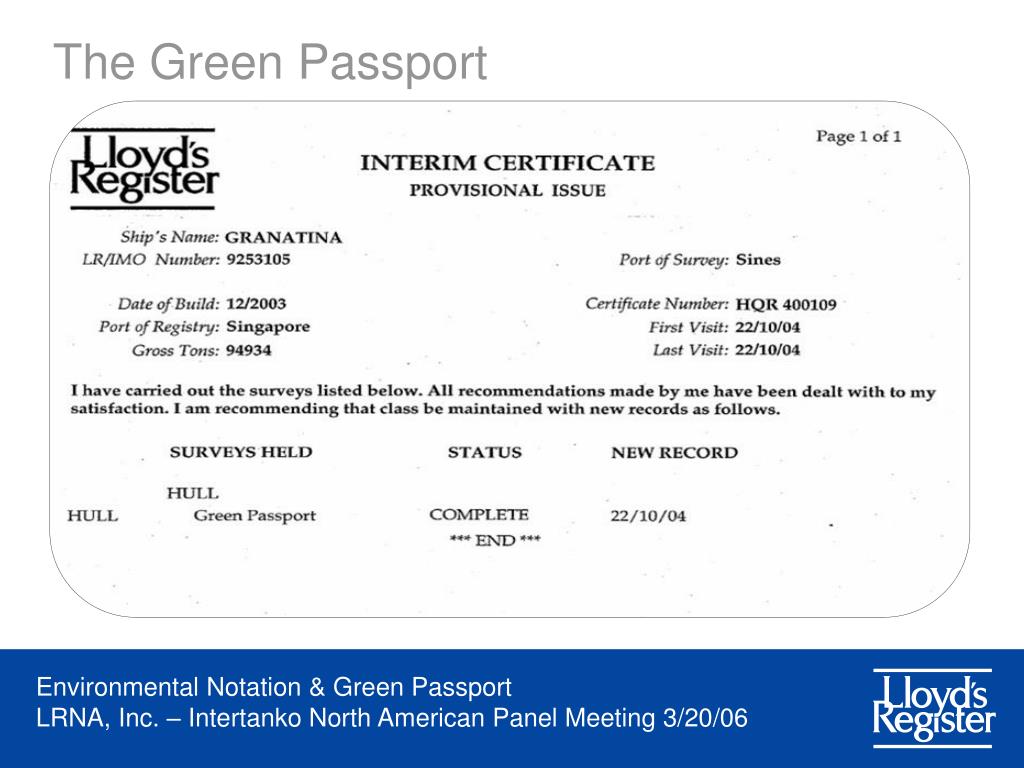 PPT Environmental Notation & Green Passport PowerPoint Presentation