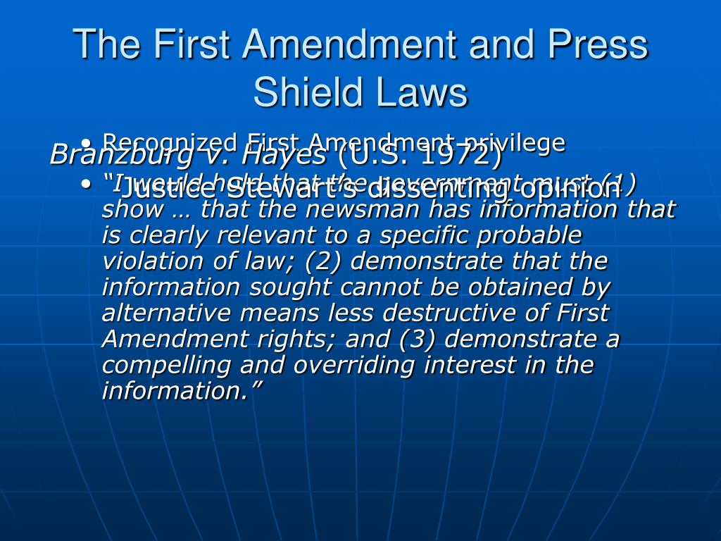 PPT The First Amendment and Press Shield Laws PowerPoint Presentation