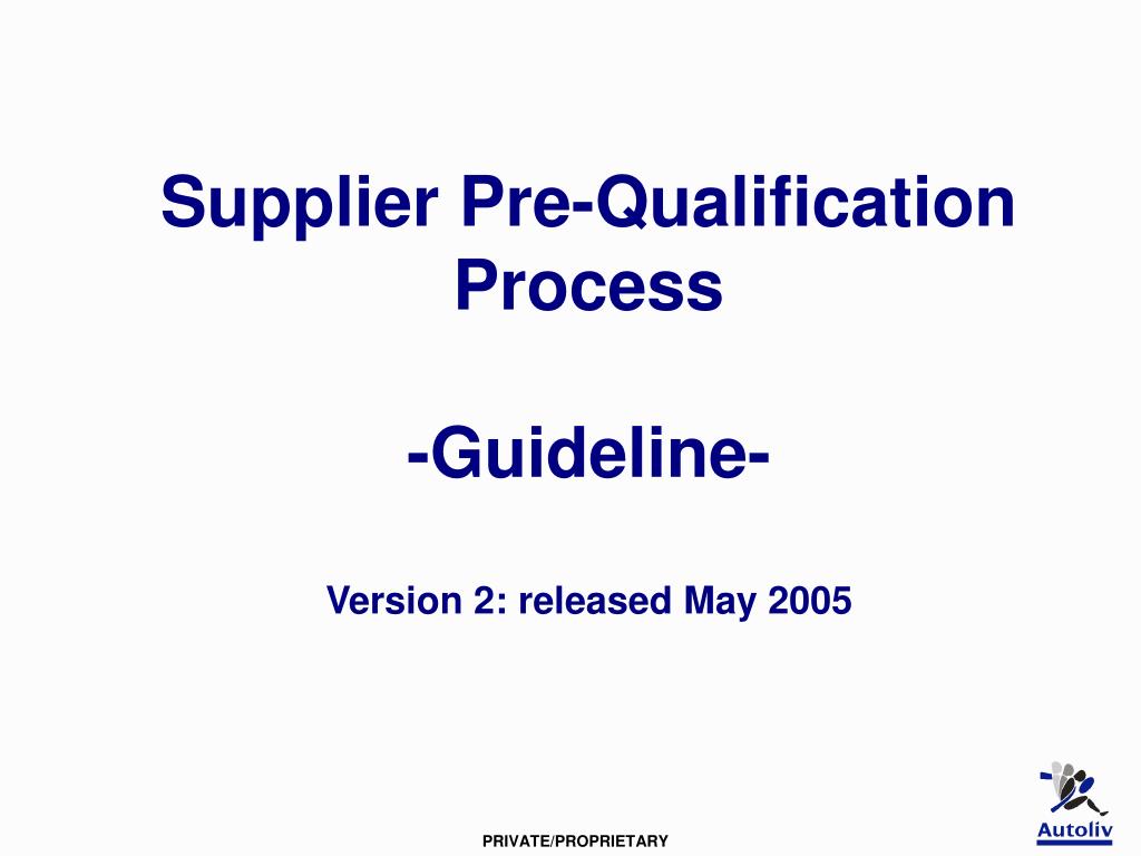 PPT Supplier PreQualification Process Guideline Version 2
