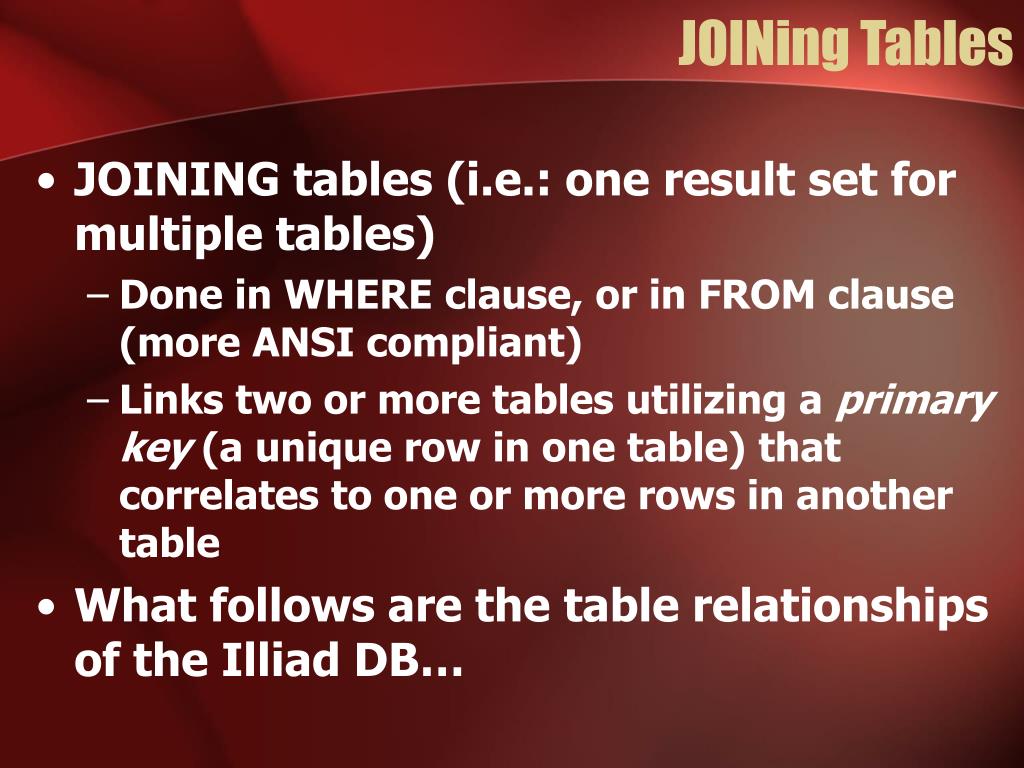 PPT Writing Illiad SQL Queries PowerPoint Presentation, free download ID743947