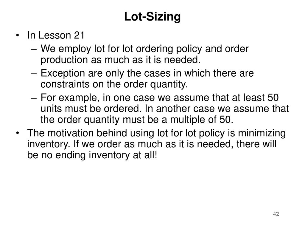 PPT LESSON 8 MATERIAL REQUIREMENTS PLANNING PowerPoint Presentation