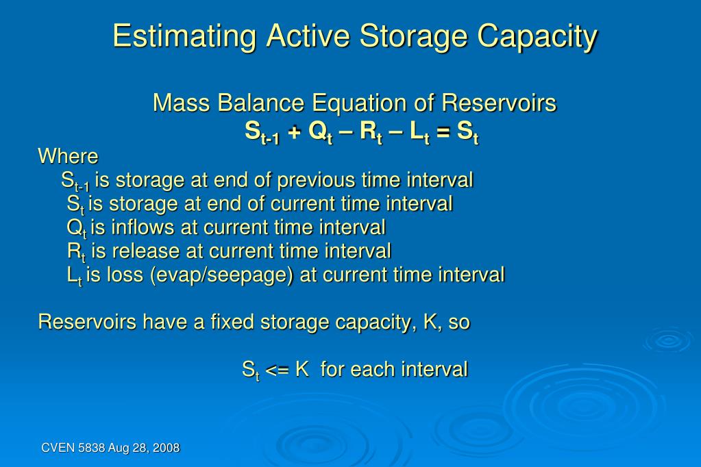 PPT Lecture 2 Reservoir Capacity Yield Analysis (how to size a