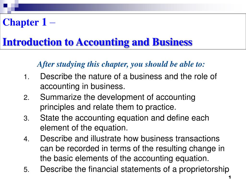 PPT Chapter 1 Introduction to Accounting and Business PowerPoint