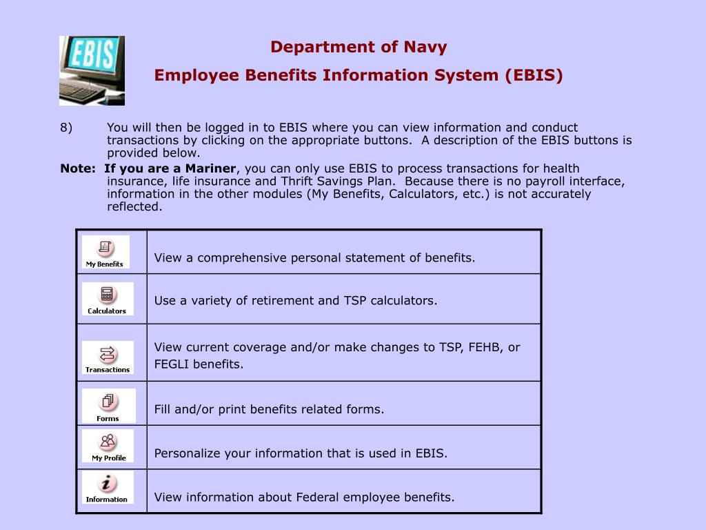 PPT Department of Navy Employee Benefits Information System (EBIS) Existing (Returning User