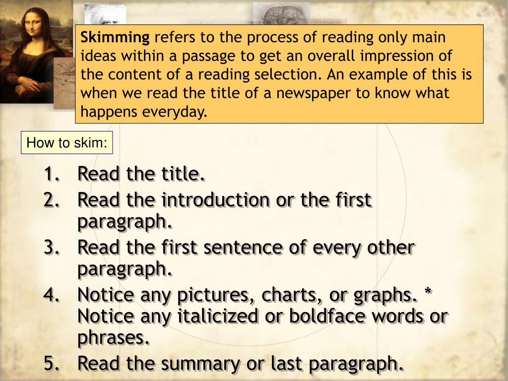 PPT Scanning and Skimming PowerPoint Presentation, free download ID