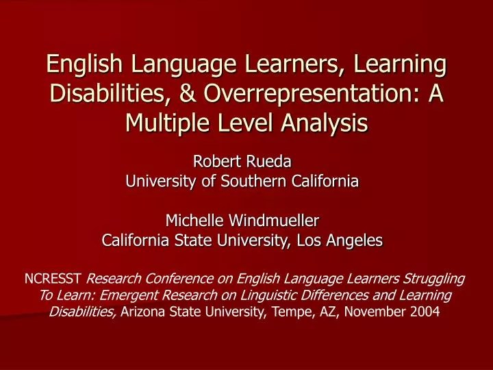 PPT English Language Learners, Learning Disabilities