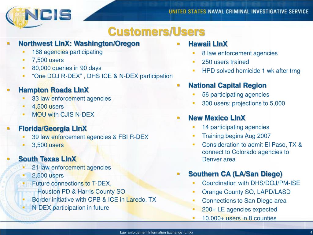PPT Law Enforcement Information Exchange (LInX) Program Briefing