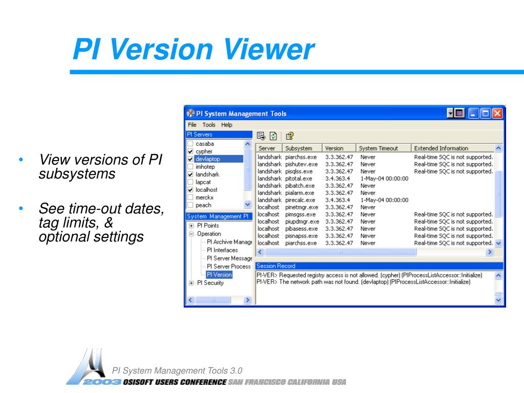 PPT PI System Management Tools 3.0 PowerPoint Presentation, free