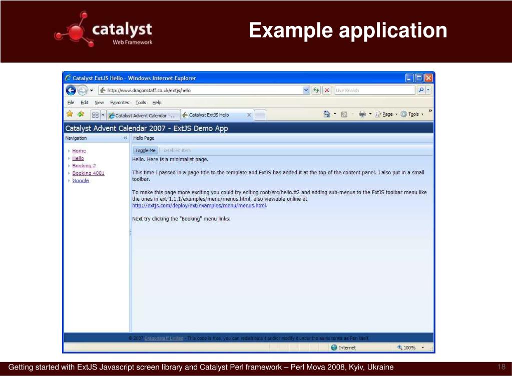 PPT Getting started with ExtJS and Catalyst PowerPoint Presentation