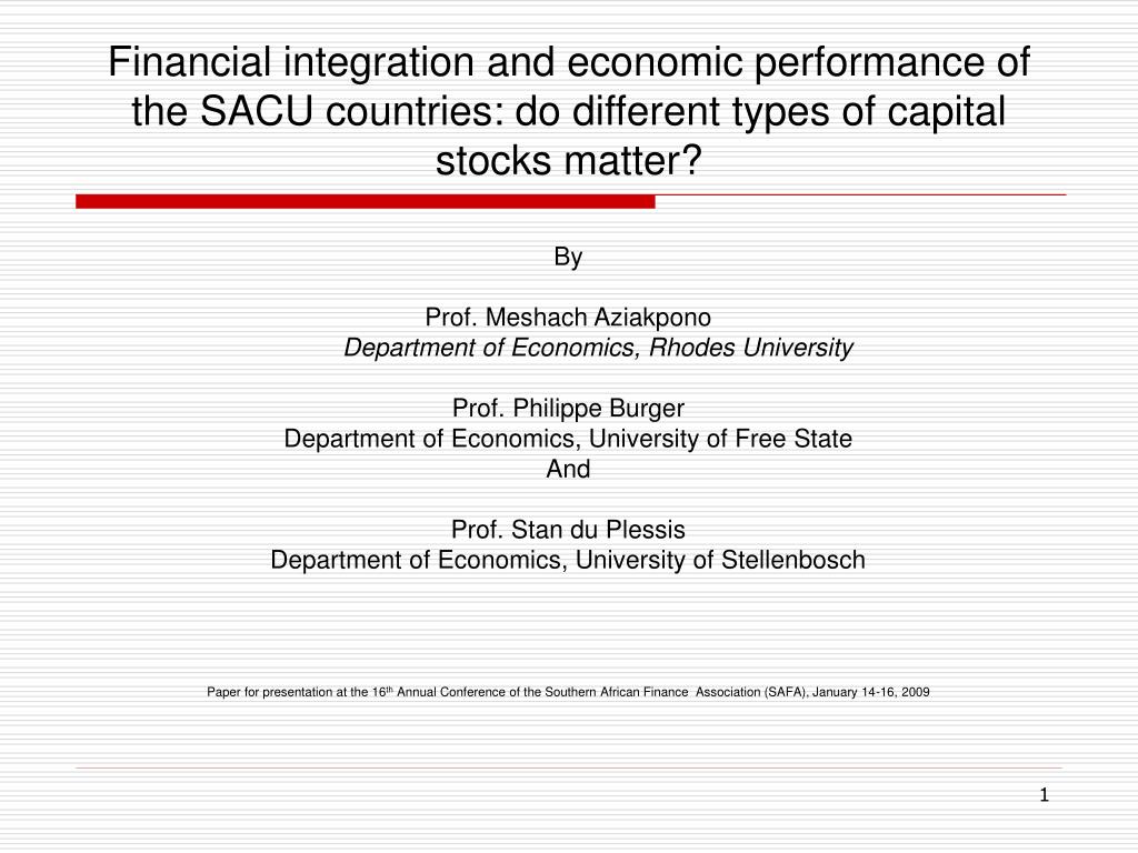 PPT Financial integration and economic performance of the SACU