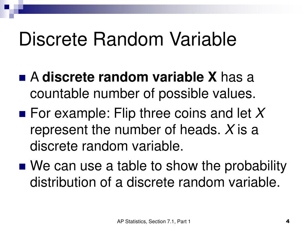 Discrete Random Variable Example Statistics