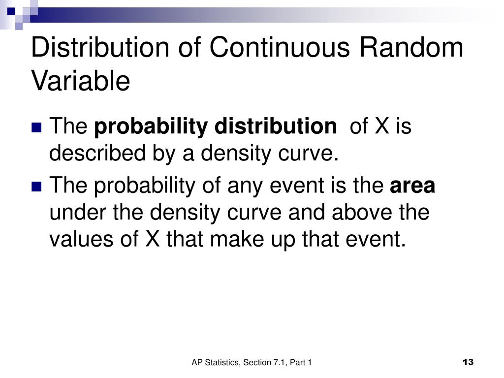 PPT Section 7.1 Discrete and Continuous Random Variables PowerPoint
