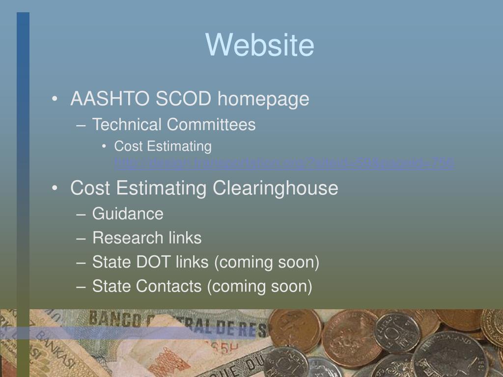 PPT AASHTO Technical Committee on Cost Estimating PowerPoint