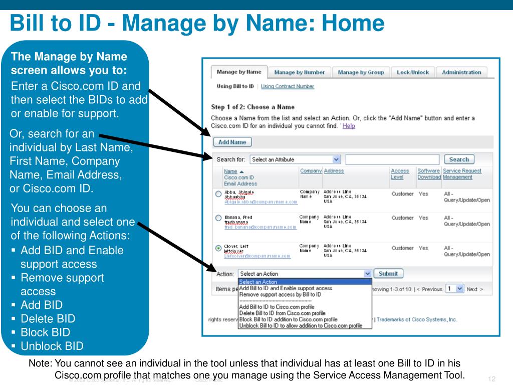 PPT Service Access Management Tool Tour Bill to ID and Contract