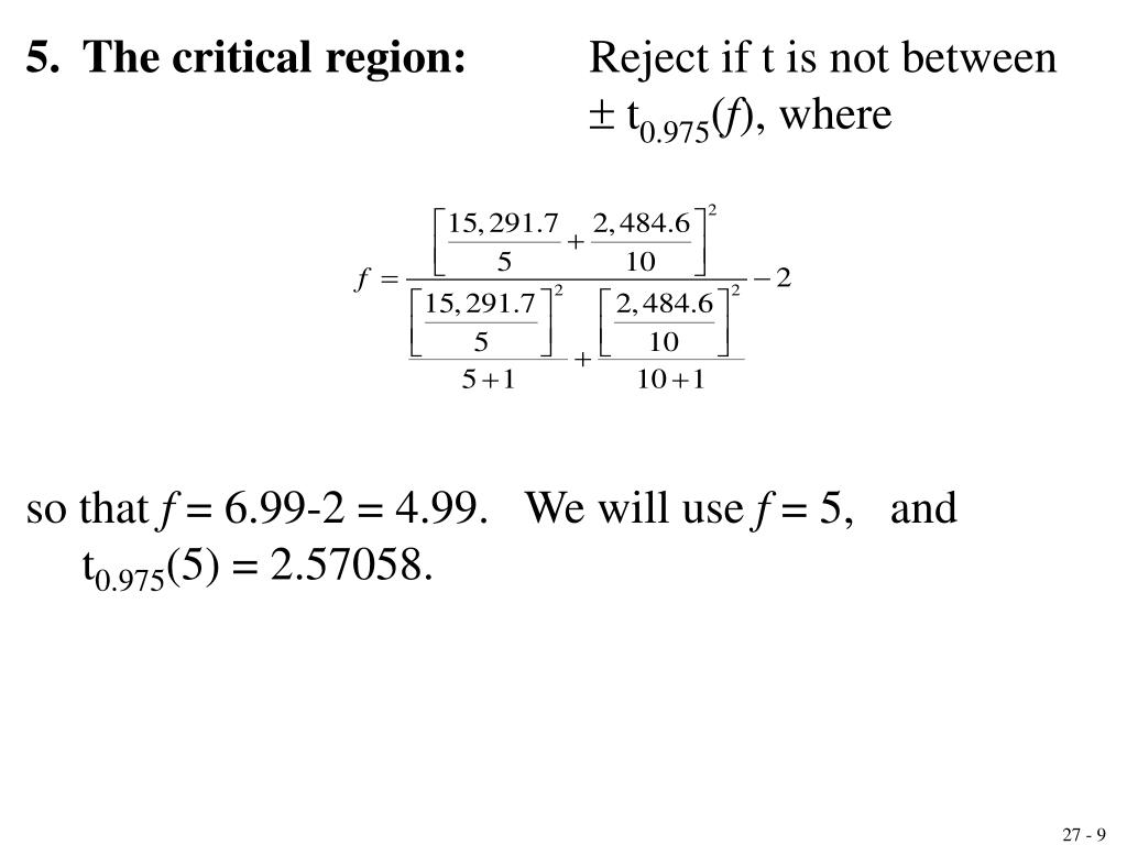 PPT Module 27 Two Sample ttests With Unequal Variances PowerPoint