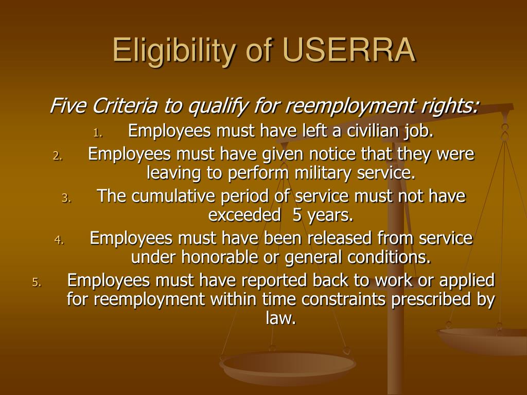 PPT USERRA Uniformed Services Employment and Reemployment Rights Act