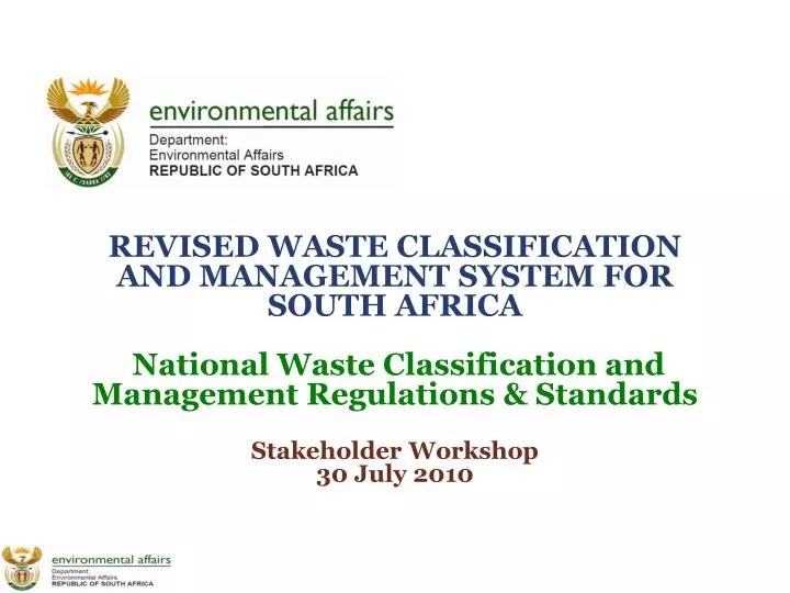 PPT REVISED WASTE CLASSIFICATION AND MANAGEMENT SYSTEM FOR SOUTH