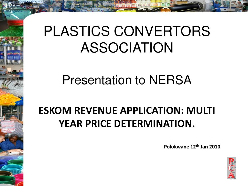 PPT PLASTICS CONVERTORS ASSOCIATION Presentation to NERSA ESKOM
