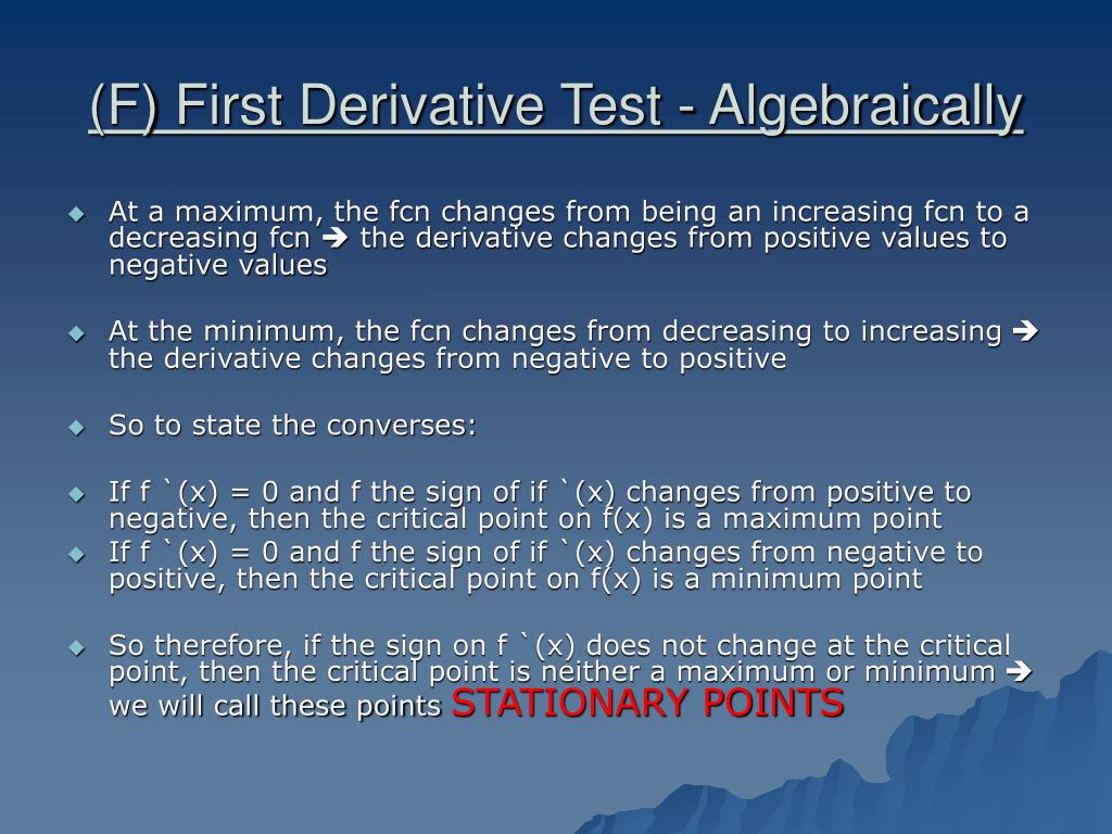 PPT C1.1,2,3 Function Analysis Critical Values, Intervals of Increase/Decrease & First