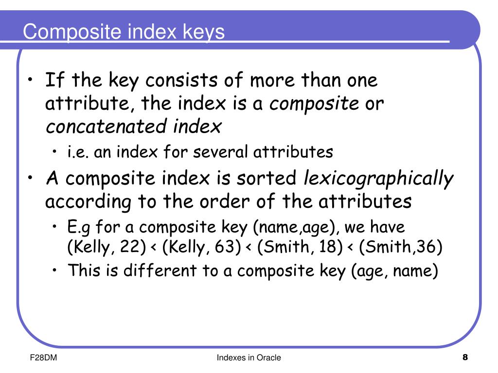 PPT F28DM Database Management Systems Indexes in Oracle PowerPoint