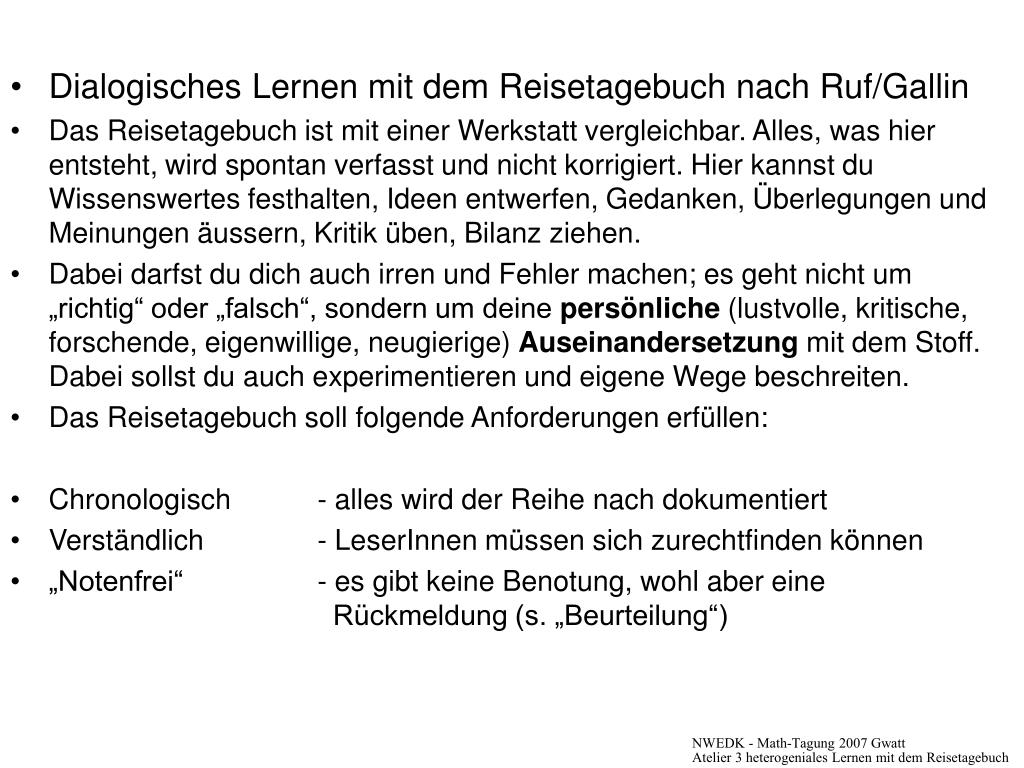 PPT Dialogisches Lernen mit dem Reisetagebuch nach Ruf