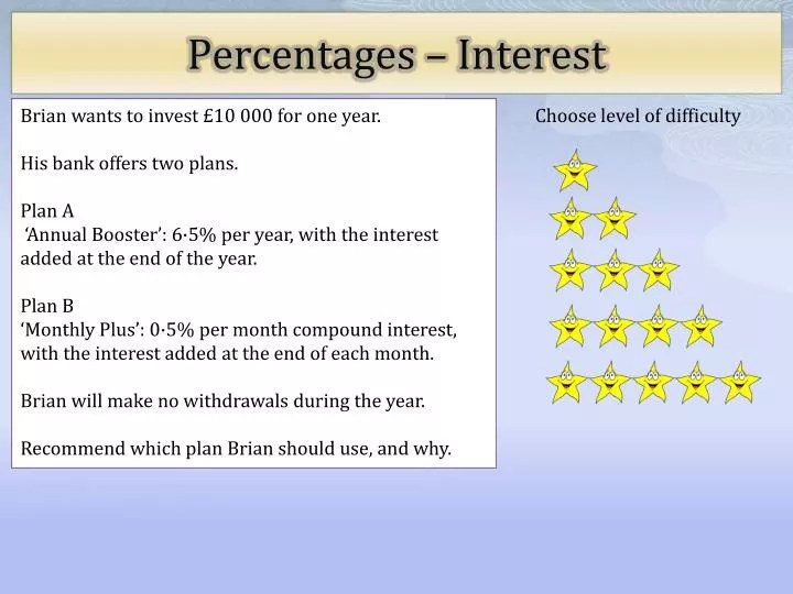 PPT Percentages Interest PowerPoint Presentation, free download