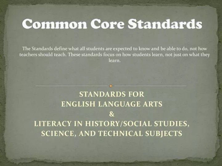 PPT Common Core Standards PowerPoint Presentation, free download ID