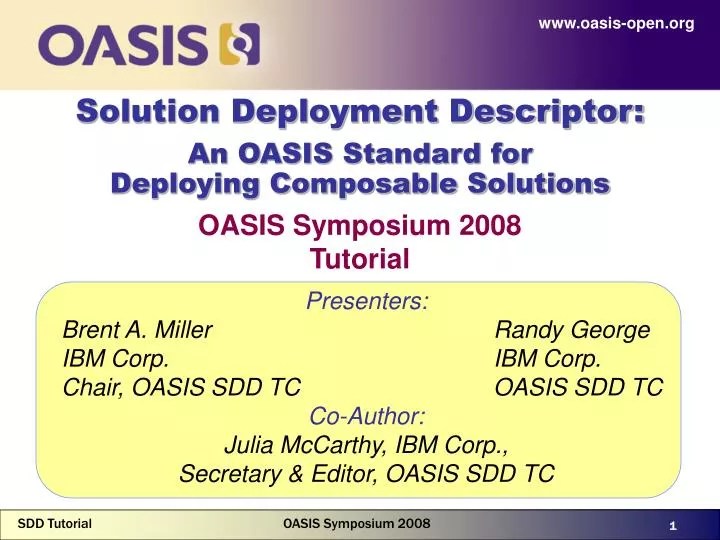 PPT Solution Deployment Descriptor An OASIS Standard for Deploying