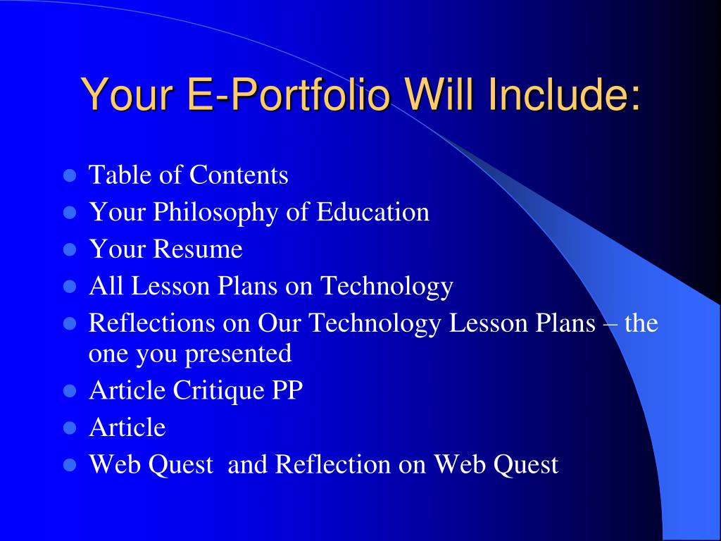 PPT Electronic Portfolios PowerPoint Presentation, free download ID