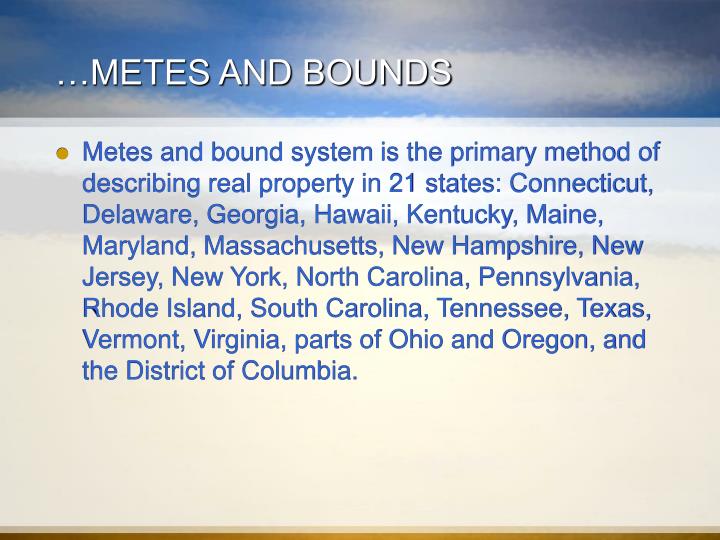 Metes and bounds system hoplora