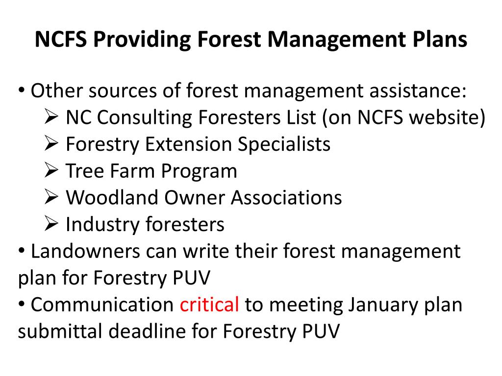 PPT The North Carolina Forest Service’s Role in the Forestry Present