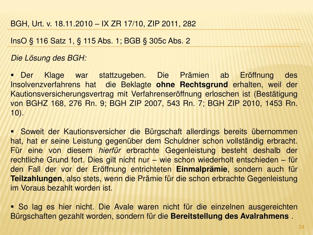 PPT Aktuelle Rechtsprechung Des IX. ZivilSenats in Insolvenzsachen