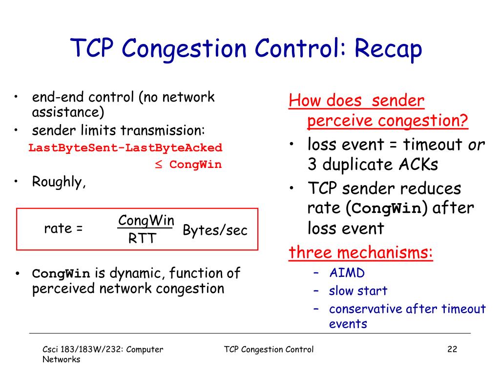 PPT Transport Layer TCP Congestion Control & Buffer Management