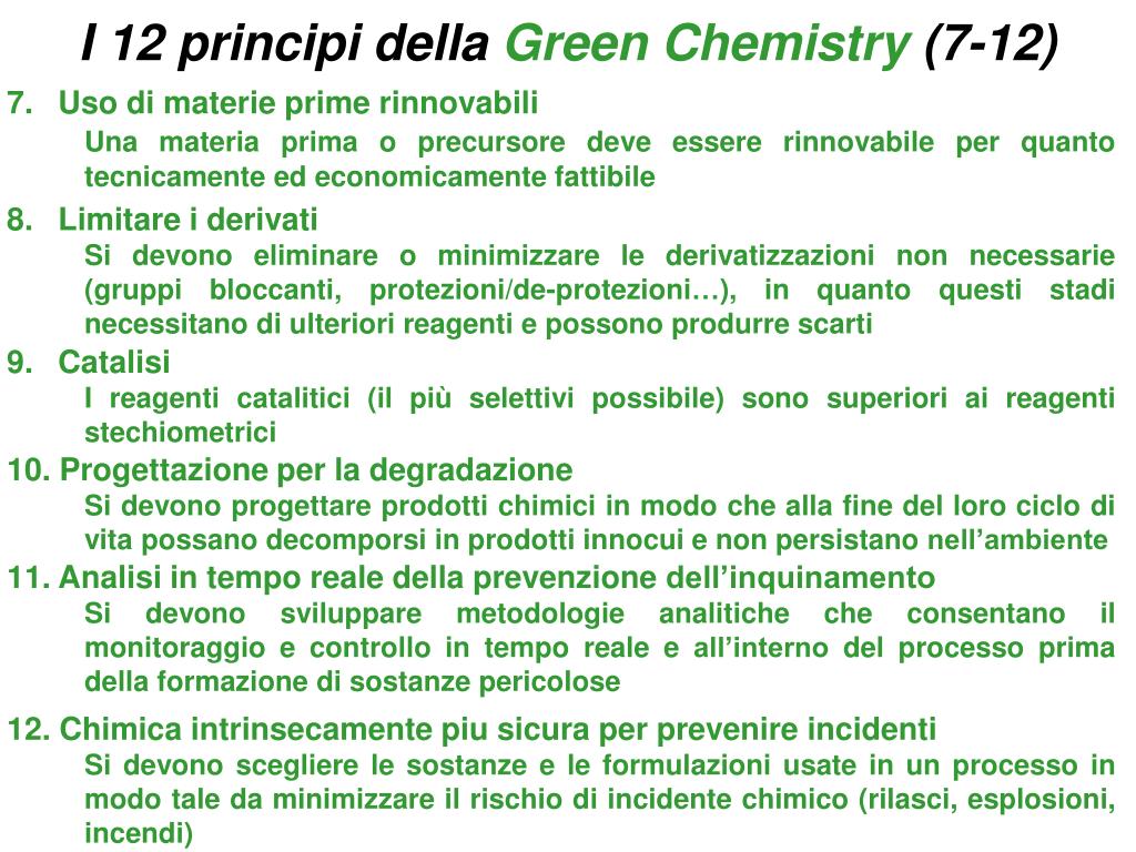 PPT GREEN CHEMISTRY Principi Metriche PowerPoint Presentation, free