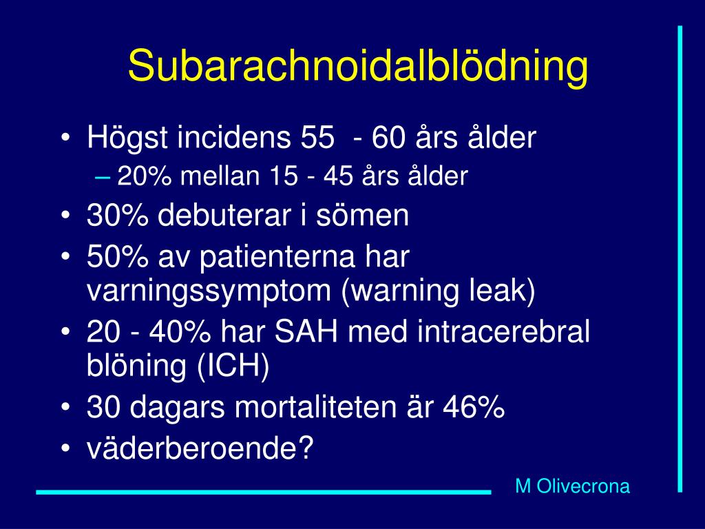 PPT SUBARACHNOIDAL BLÖDNING PowerPoint Presentation, free download
